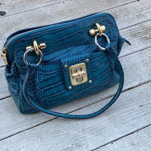 B. Makowsky leather shoulder bag teal blue shade